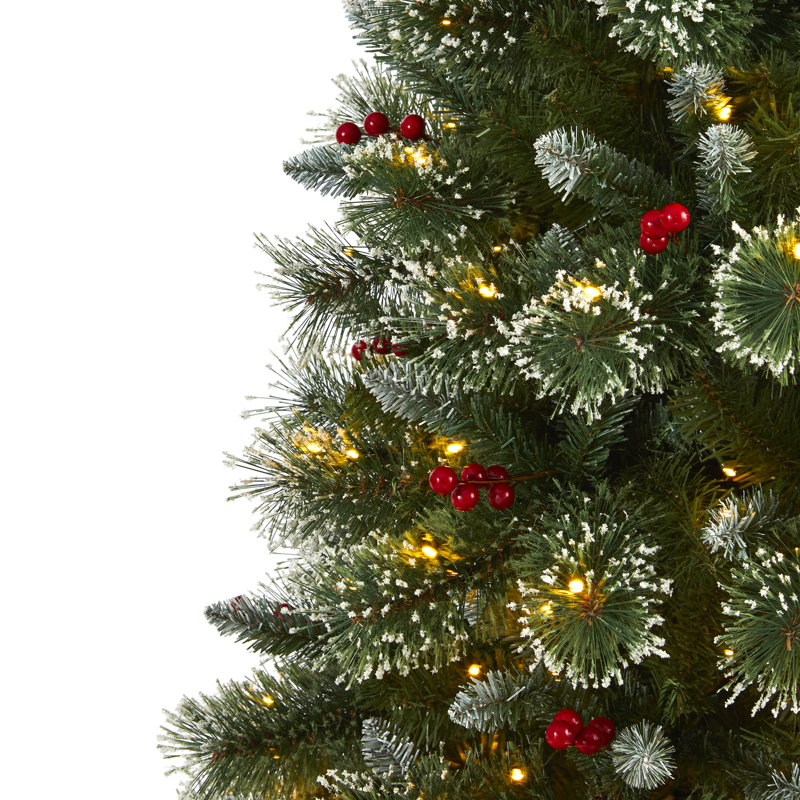 6ft Frosted Pine Artificial Christmas Tree with Warm White LED Lights
