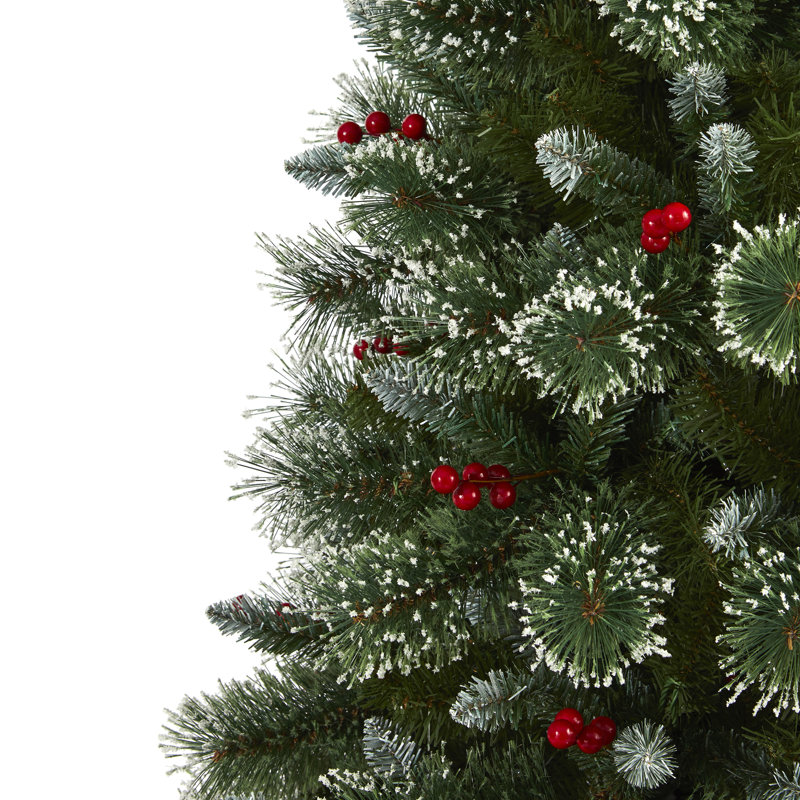 6ft Frosted Pine Artificial Christmas Tree with Warm White LED Lights