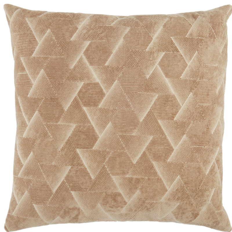 Beige Embroidered Cotton Velvet Square Throw Pillow Set