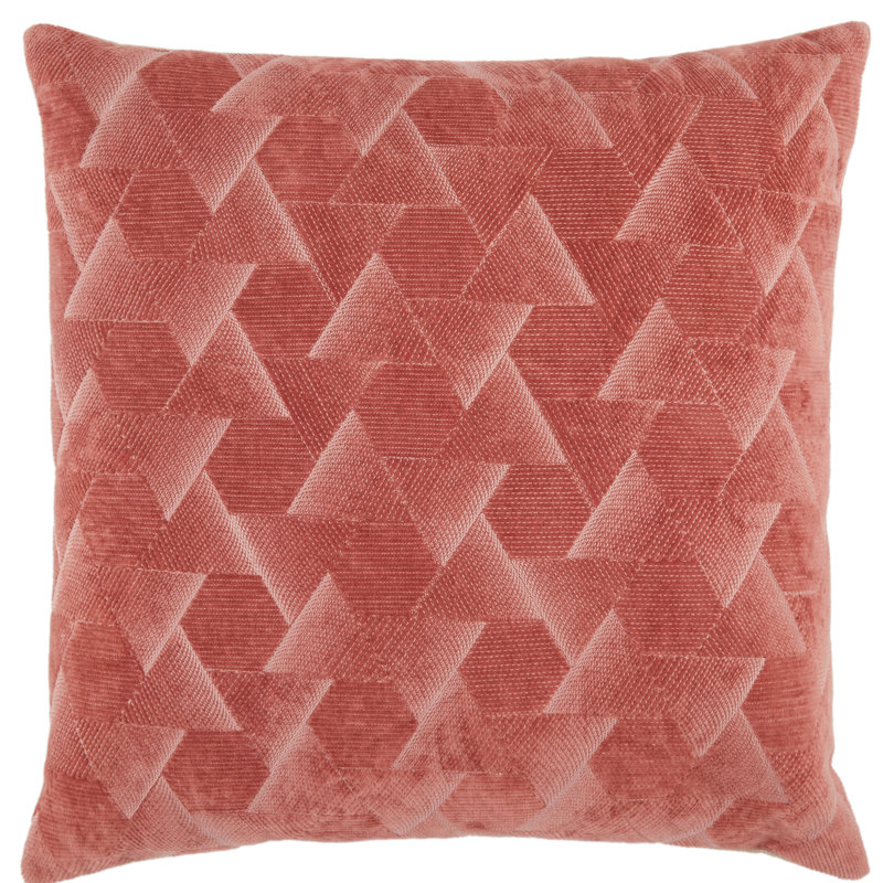 22'' Dark Pink Embroidered Cotton Velvet Throw Pillow