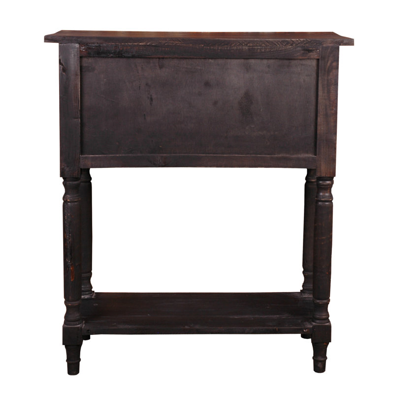 Raftwood Brown and Antique Brass 2-Drawer Storage Side Table
