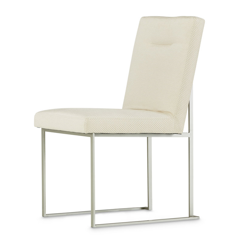 Laguna Ridge Cream Upholstered Side Chair with Brushed Platinum Frame
