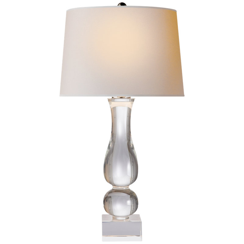 Elegant Crystal Table Lamp with White Fabric Shade