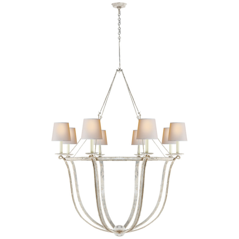 Elegant Lancaster White Crystal 8-Light Plug-in Chandelier