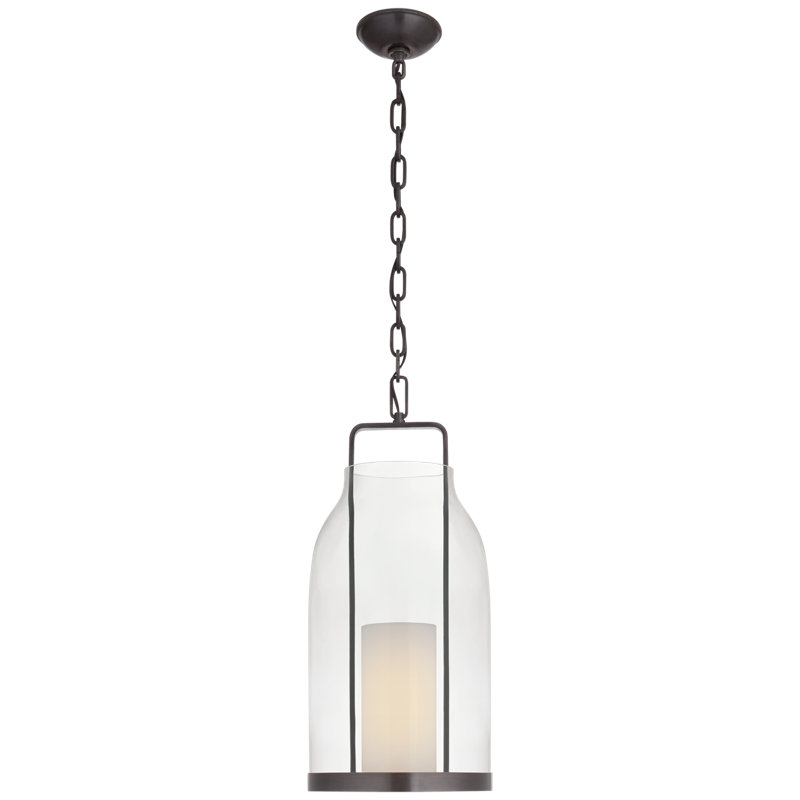 Elegant Bronze and Glass LED Indoor/Outdoor Pendant Lantern