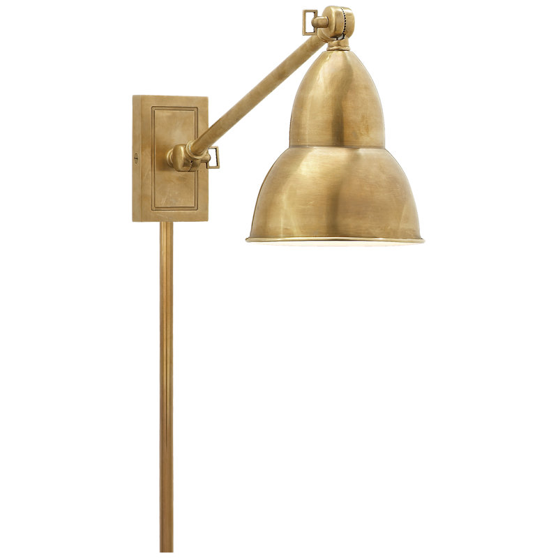 Antique Brass Industrial Library Wall Sconce