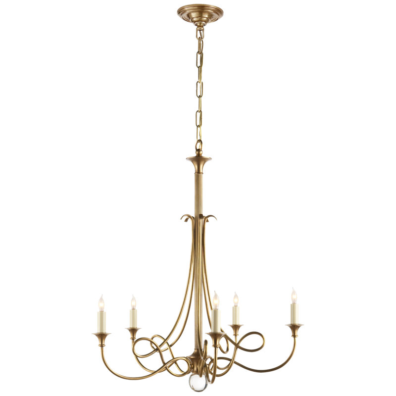 Hand-Rubbed Antique Brass 5-Light Crystal Candle Chandelier