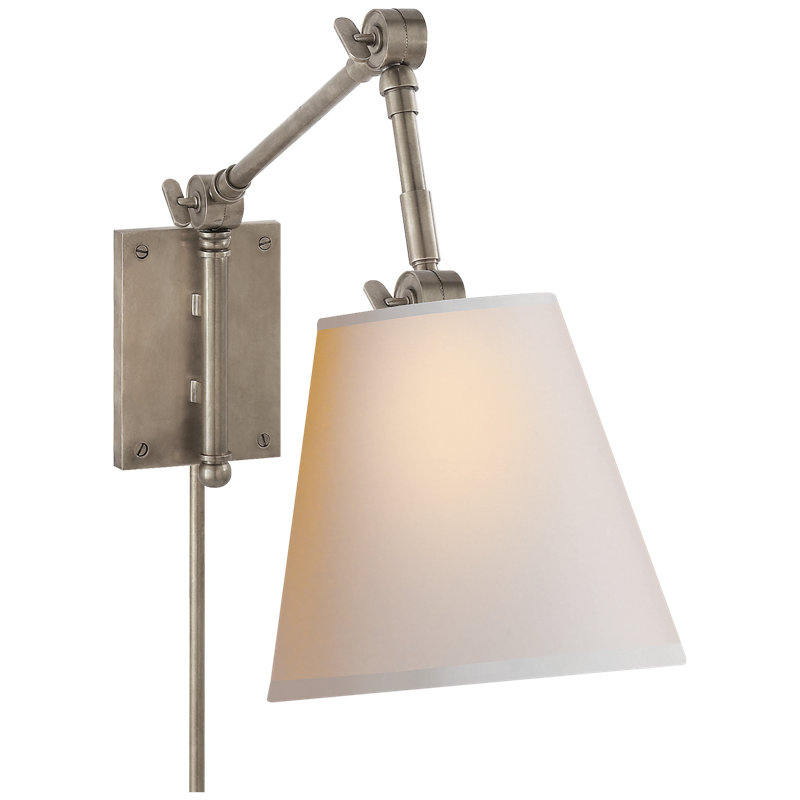 Graves Polished Nickel 16.5" Swing Arm Wall Light with Paper Shade