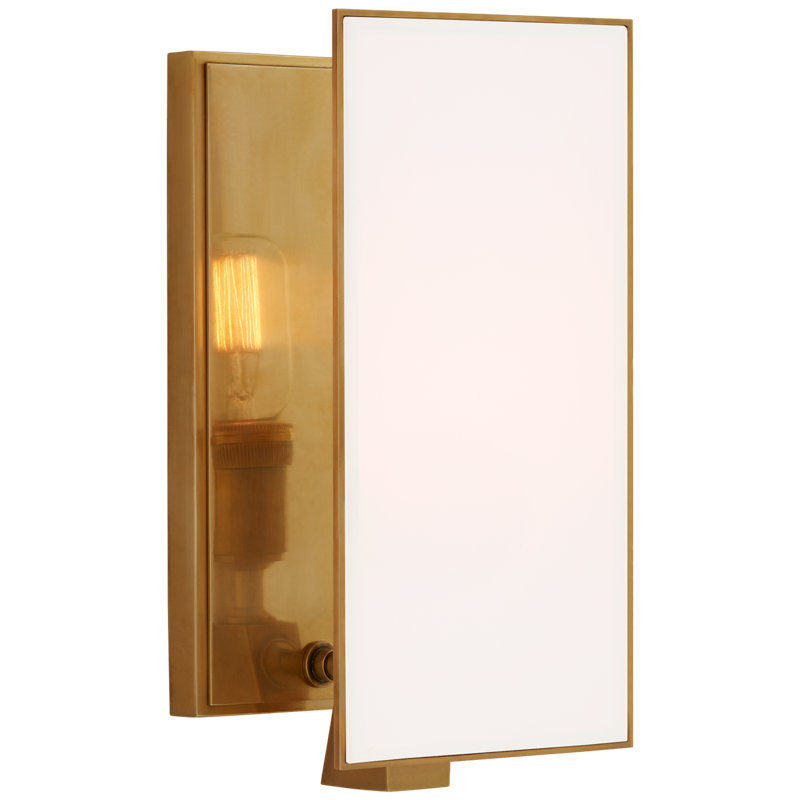 Polished Nickel Rectangular Sconce with White Diffuser