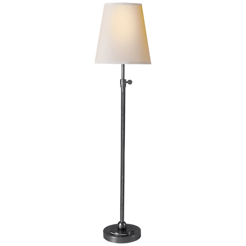 Adjustable Antique Silver Outdoor Table Lamp with Fabric Shade