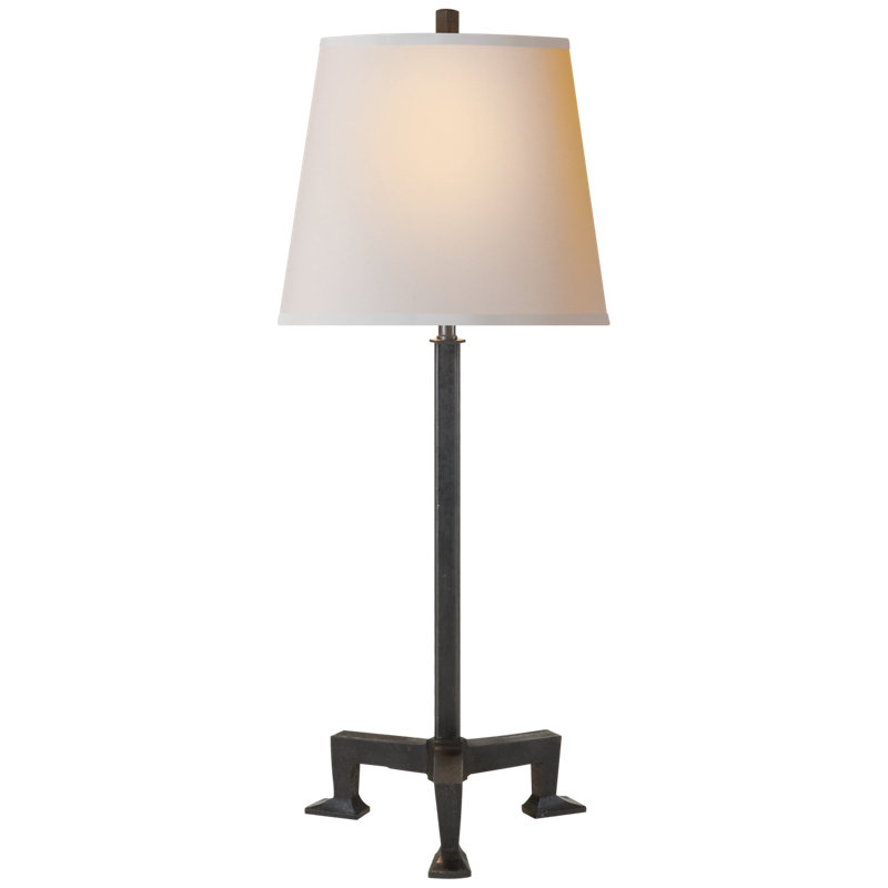 Aged Iron Tripod Outdoor Buffet Lamp with Fabric Shade