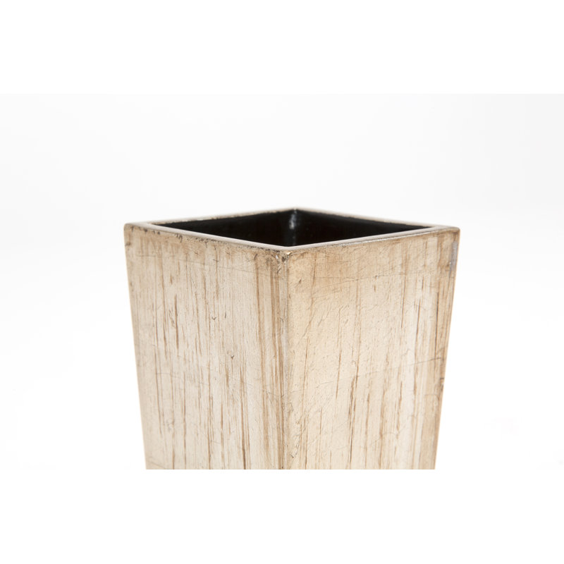 Lacquered Silver Leaf Striped Toothbrush Holder
