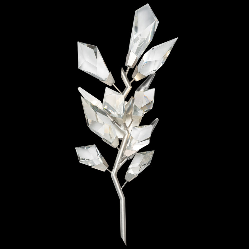 Foret Silver Leaf 3-Light Dimmable Wall Sconce with Crystal Accents