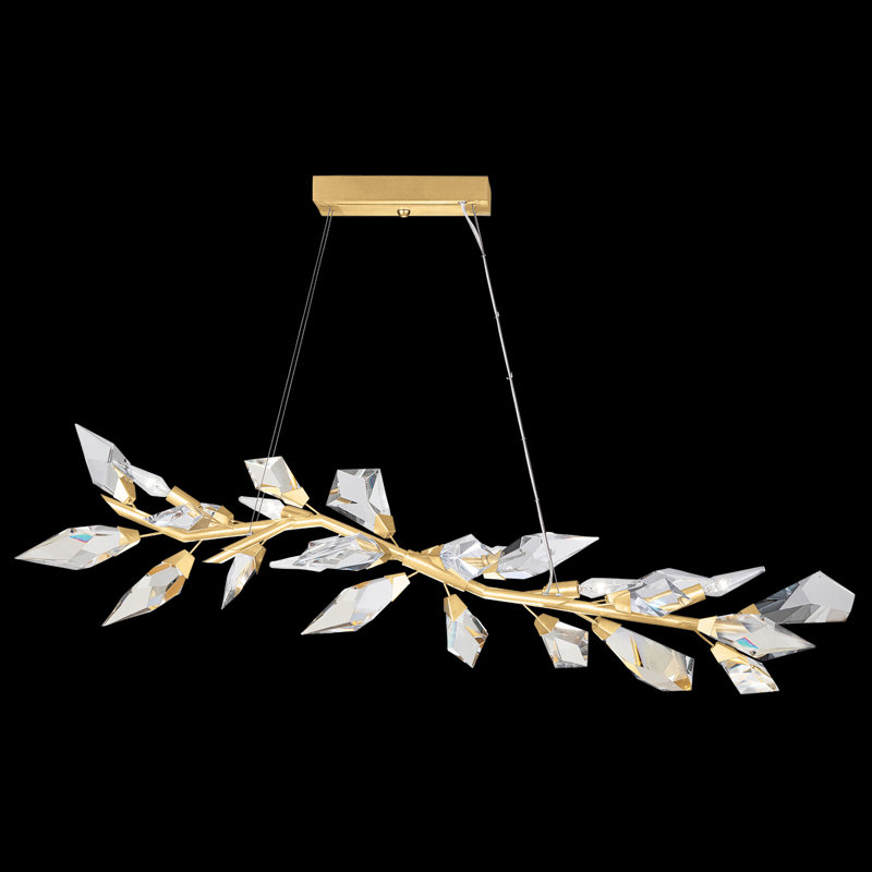 Gold Leaf Crystal 6-Light Linear Pendant