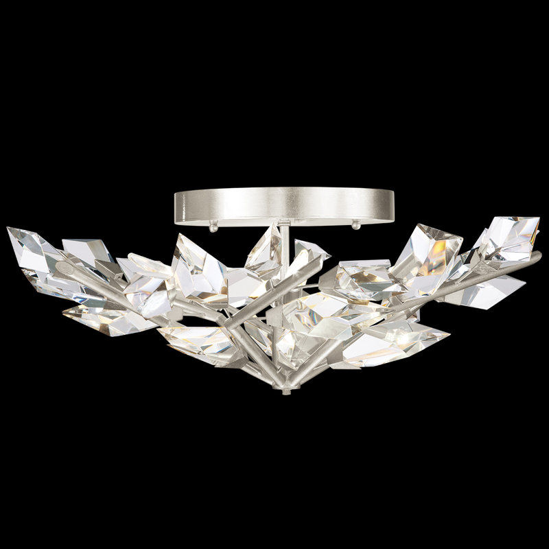 Foret Silver Leaf 4-Light Semi-Flush Mount with Hand-Cut Crystal