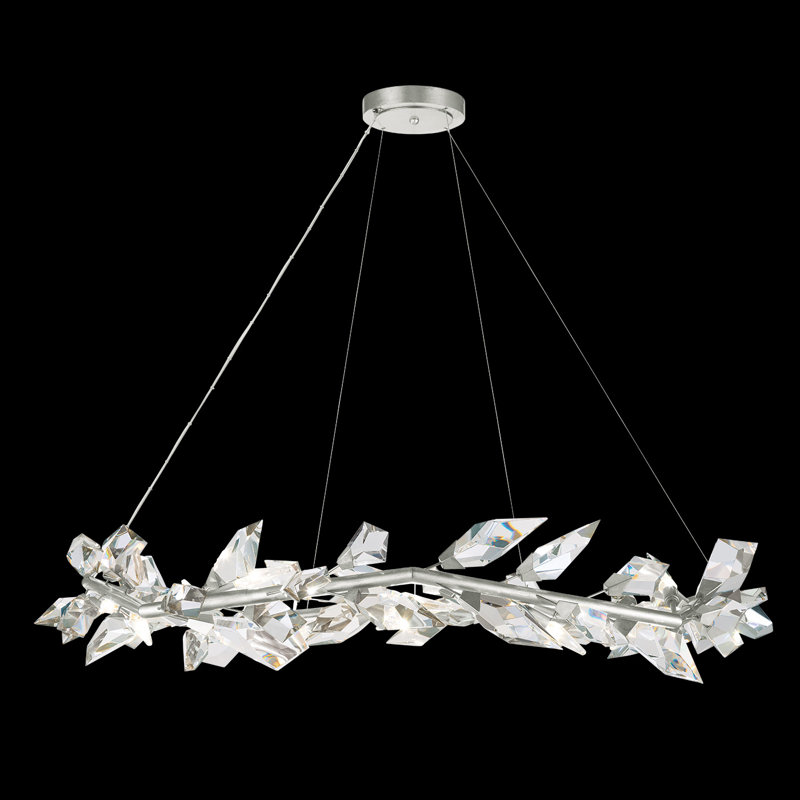 Foret 55" Silver Leaf Crystal LED Chandelier