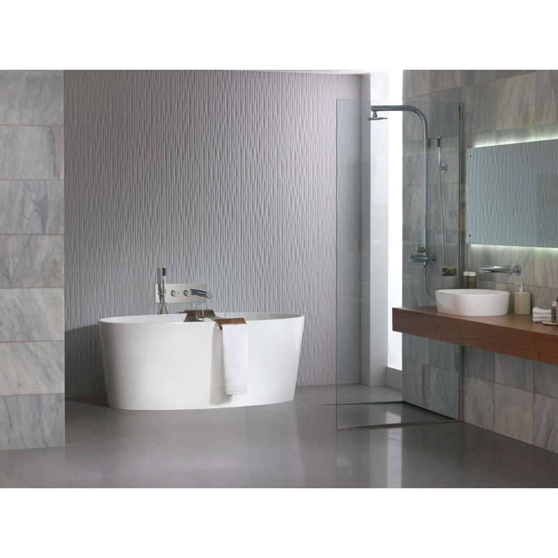 Gloss White 60" Freestanding Oval Soaking Bathtub