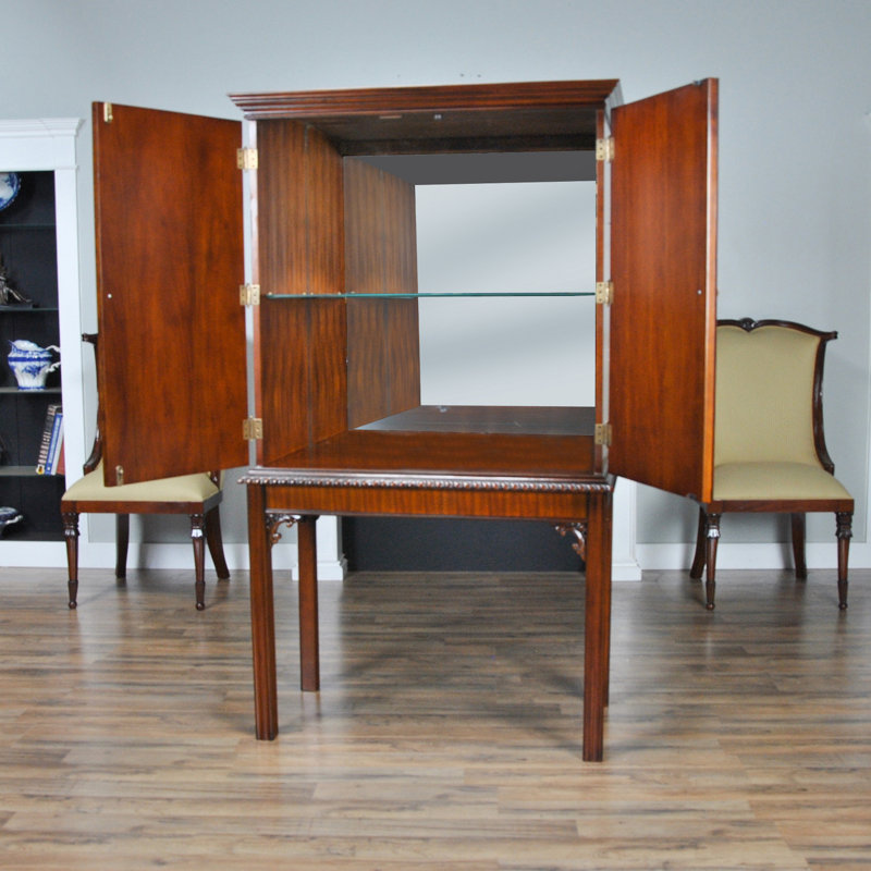 Elevated Niagara Solid Mahogany Bar Cabinet with Hand Carved Details