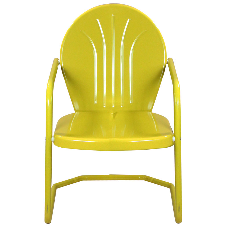 Retro Tulip 34-Inch Outdoor Armchair in Vibrant Yellow