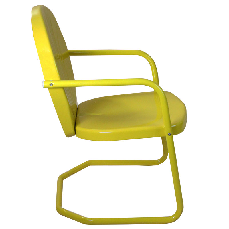 Retro Tulip 34-Inch Outdoor Armchair in Vibrant Yellow