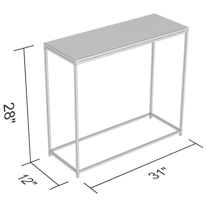 Sleek Modern Black Metal and Glass Rectangular Console Table