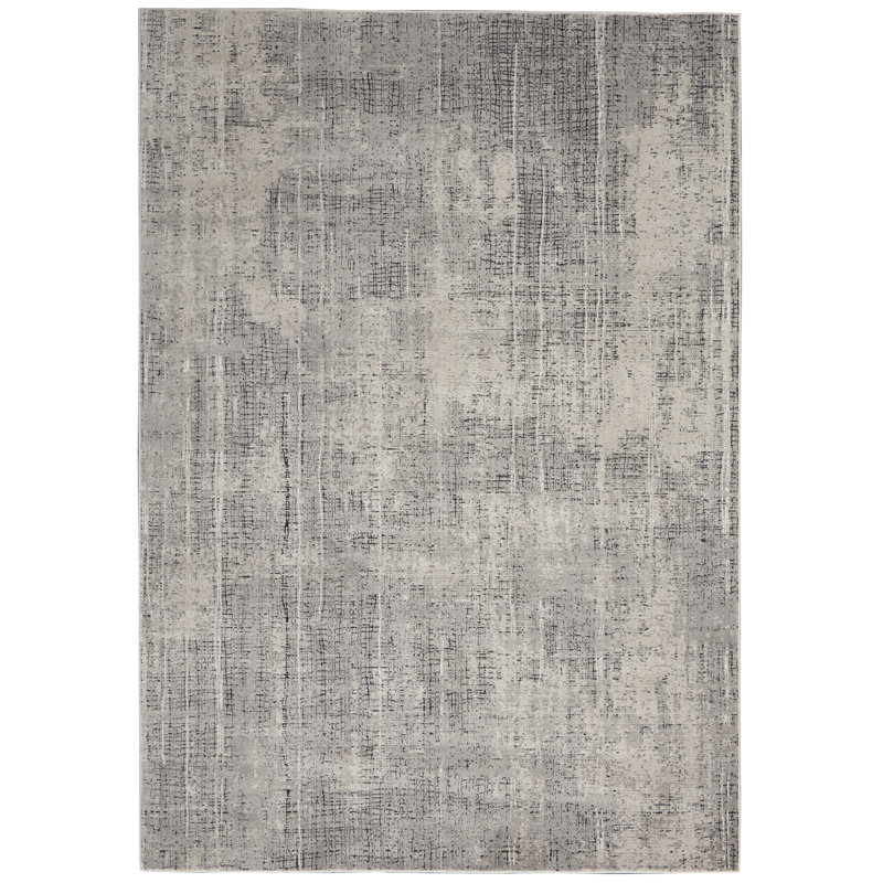 Abstract Vapor Gray 5' x 7' Handmade Viscose Area Rug