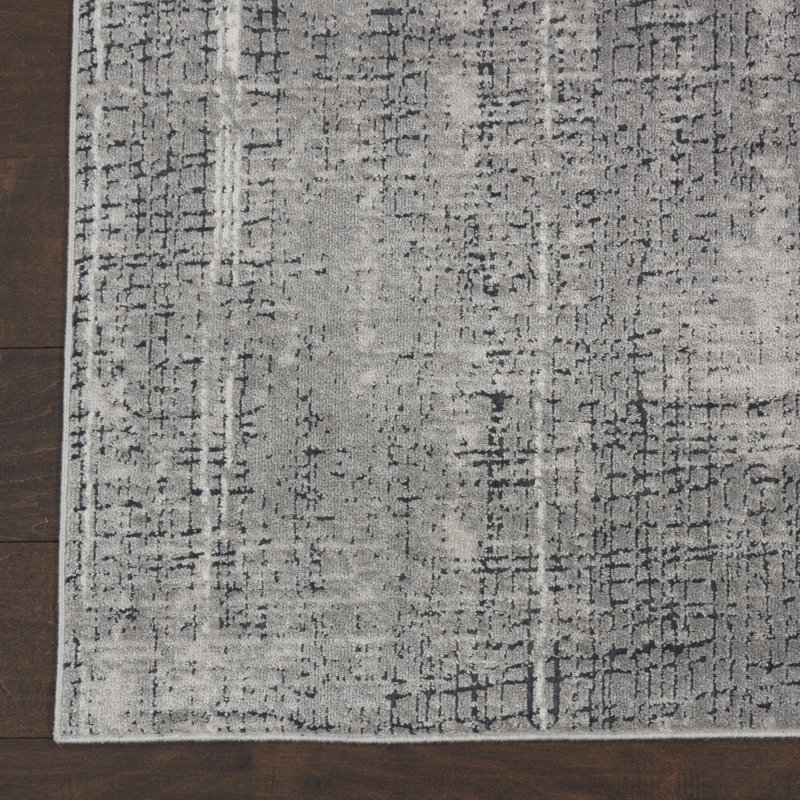Abstract Vapor Gray 5' x 7' Handmade Viscose Area Rug
