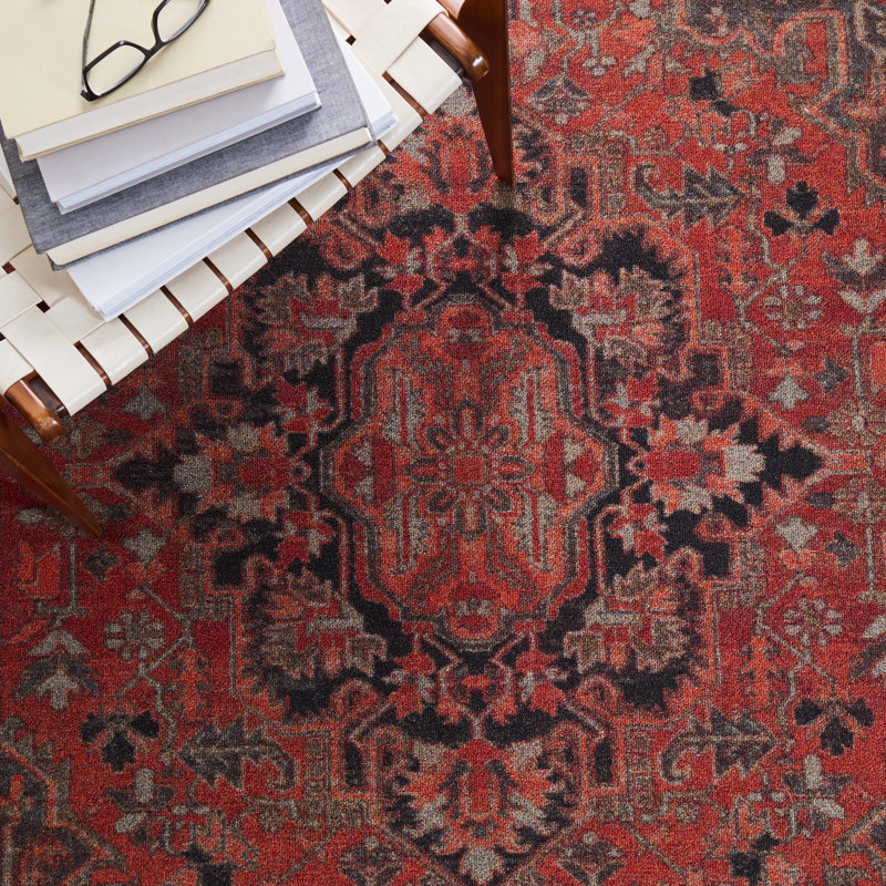 Elegant Tufted Wool-Blend 7'9" x 10' Area Rug in Rich Red