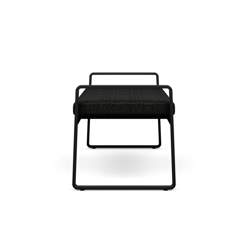Gansett Black Metal Frame 2-Seat Bench with Gray Fabric Upholstery