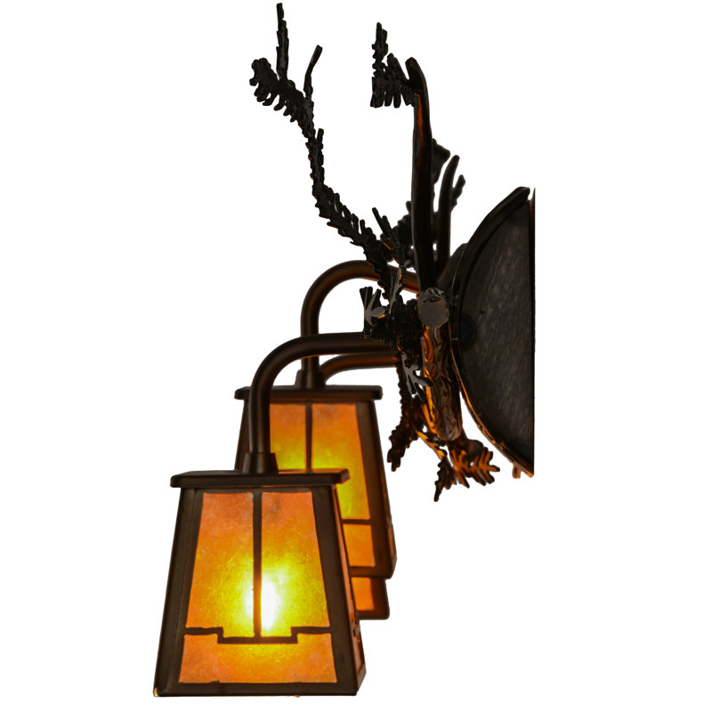 Adirondack Pine Branch 3-Light Antique Copper Vanity Sconce