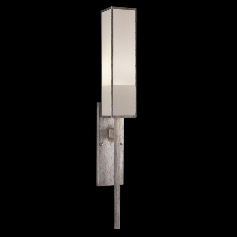 Elegant Bronze 33" Wall Sconce with White Crepe Shade