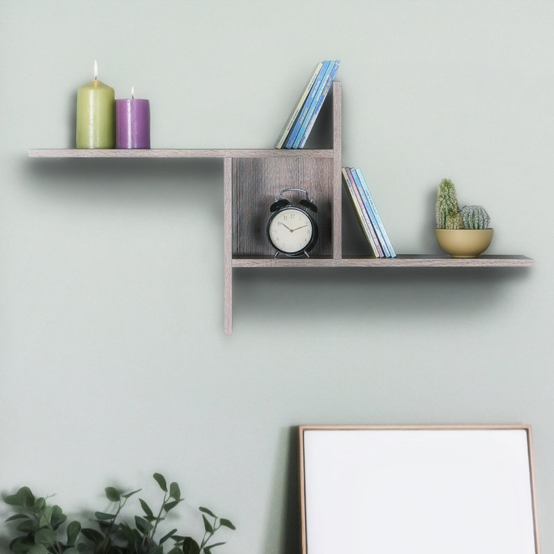Latte Finish Modern Rustic Melamine 3-Tier Wall Shelf
