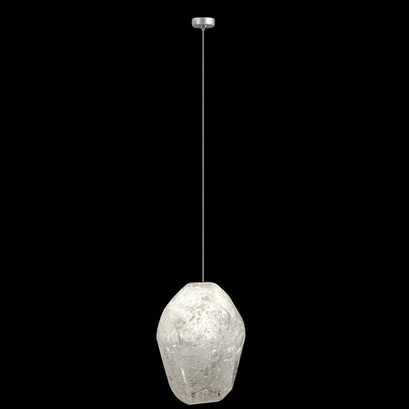 Mini Quartz Glass LED Drop Pendant with Silver Leaf Canopy