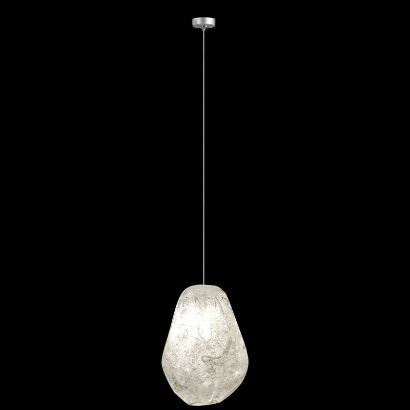 Mini Quartz Glass LED Drop Pendant with Silver Leaf Canopy