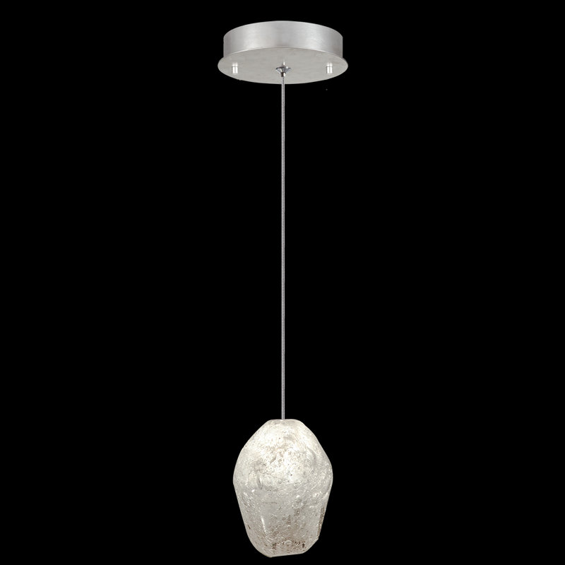 Mini Silver Quartz LED Drop Pendant with Platinized Canopy