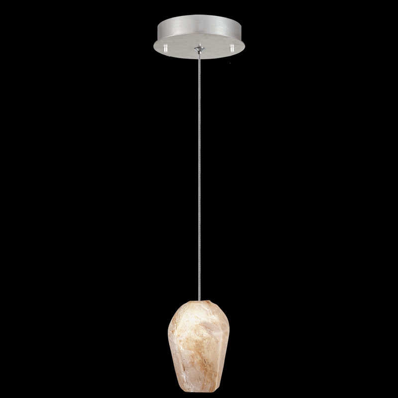 Mini Silver Quartz LED Glass Drop Pendant with Platinized Canopy