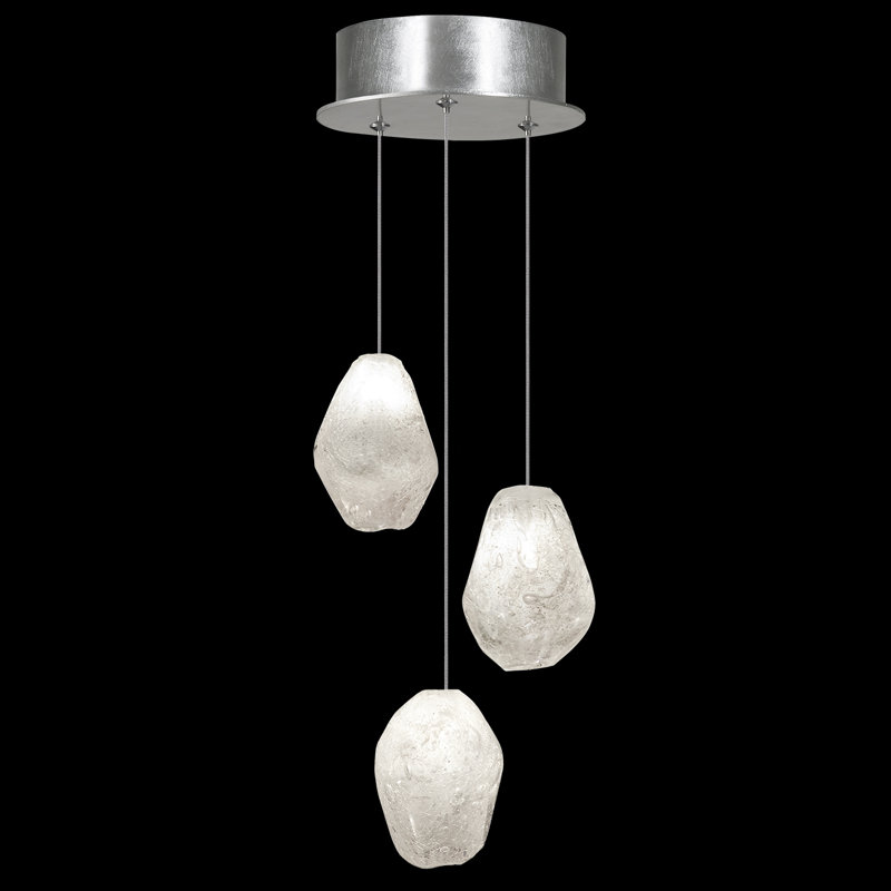 Silver Glass 3-Light Geometric Pendant with LED Bulbs