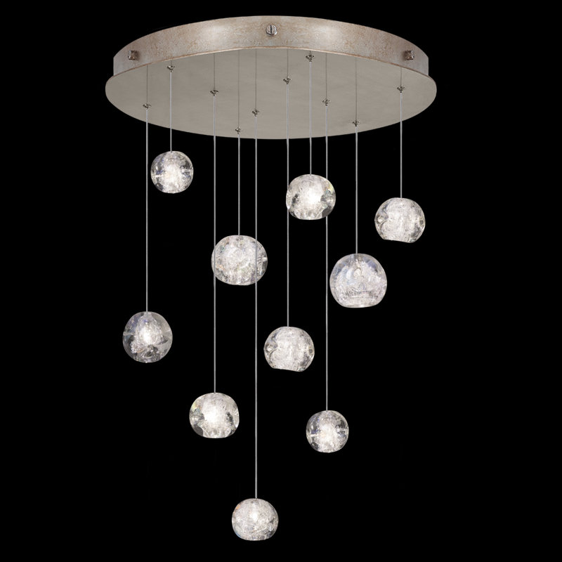 Gold 22" Round Pendant with Glass LED Lights