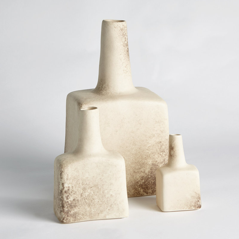 Portuguese Luxe Reactive Ivory Ceramic Table Accent