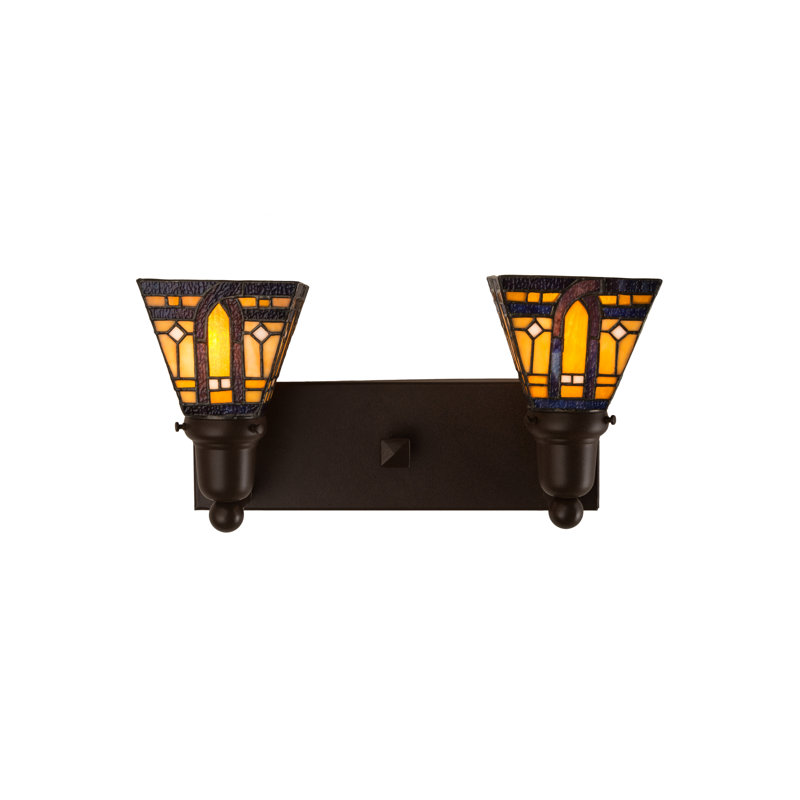 Cafe Noir Bronze 2-Light Glass Sconce with Sunflower Lens