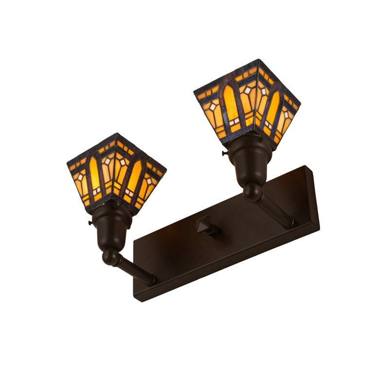 Cafe Noir Bronze 2-Light Glass Sconce with Sunflower Lens