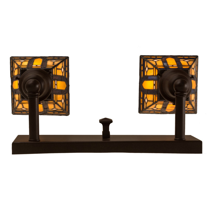 Cafe Noir Bronze 2-Light Glass Sconce with Sunflower Lens