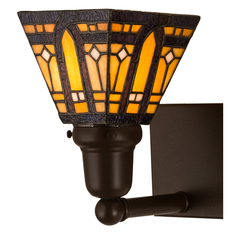 Cafe Noir Bronze 2-Light Glass Sconce with Sunflower Lens