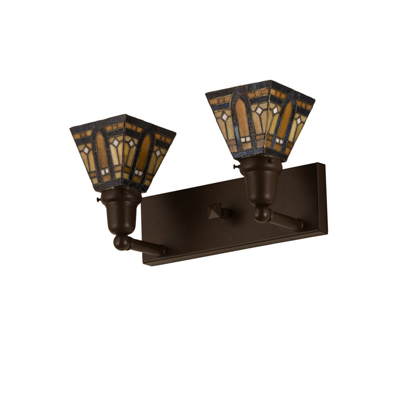 Cafe Noir Bronze 2-Light Glass Sconce with Sunflower Lens