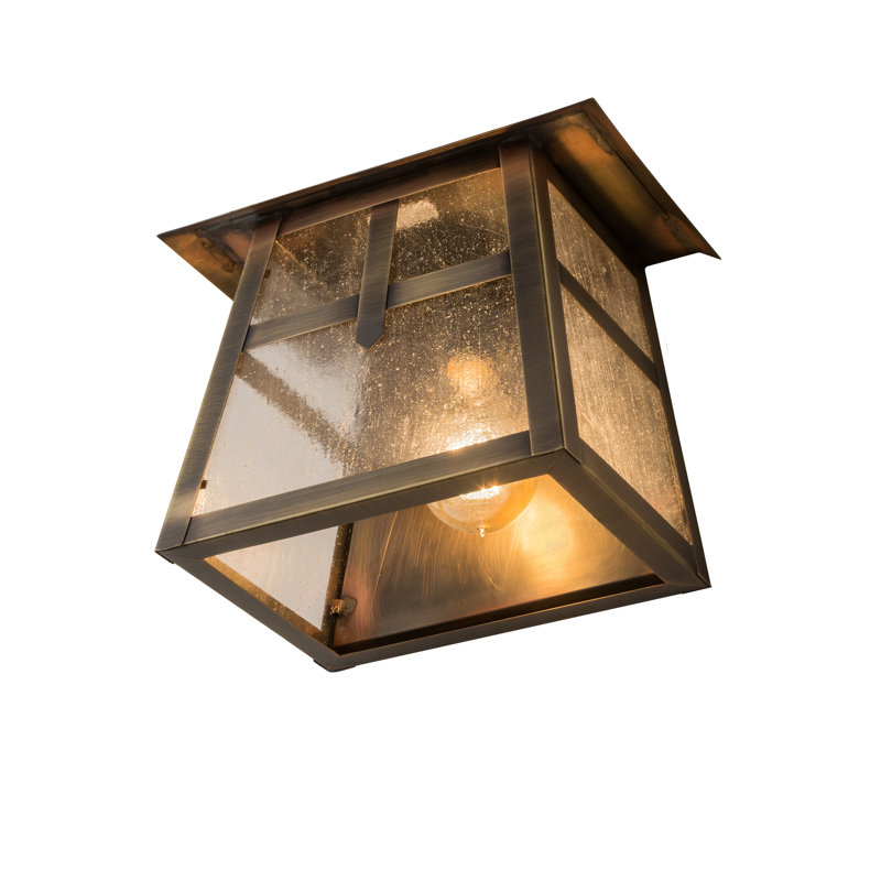 Antique Brass and Seedy Glass Mission Wall Sconce