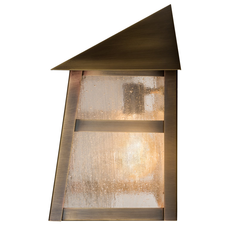 Antique Brass and Seedy Glass Mission Wall Sconce