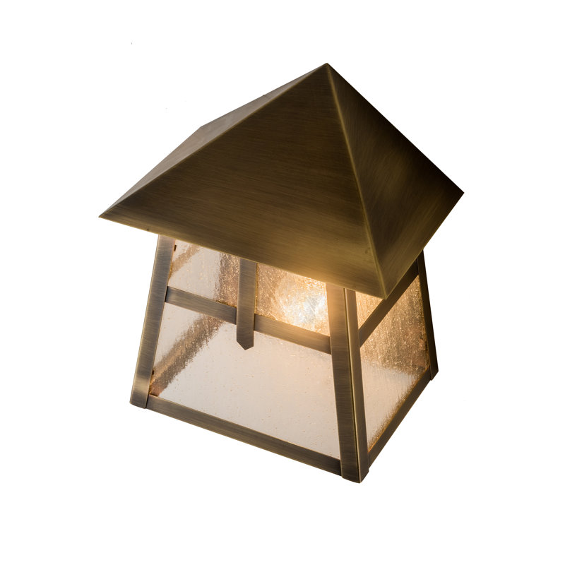 Antique Brass and Seedy Glass Mission Wall Sconce