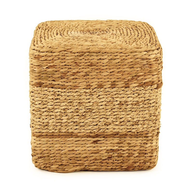 Natural Woven Water Hyacinth and Corn Husk Accent Stool