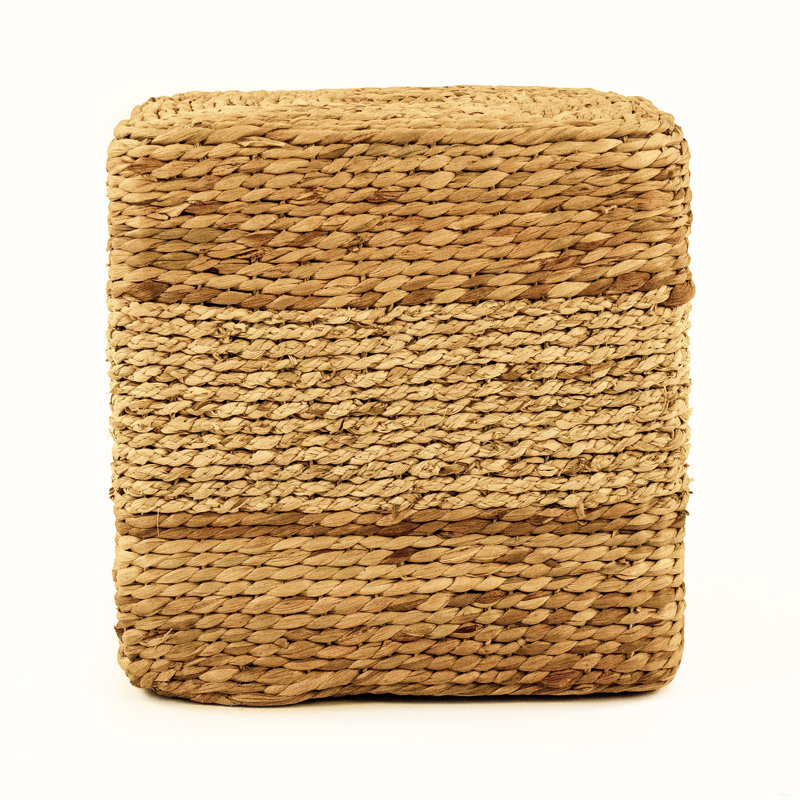 Natural Woven Water Hyacinth and Corn Husk Accent Stool