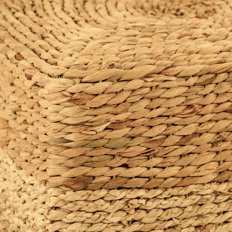 Natural Woven Water Hyacinth and Corn Husk Accent Stool